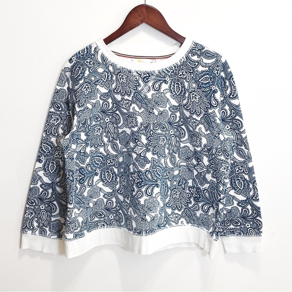 Boden Green White Paisley Crewneck Sweatshirt L
